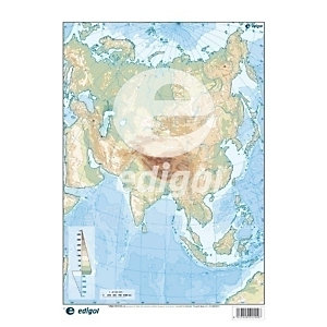 EDIGOL Mapa Mudo, color, Físico Asia