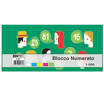 EDIPRO Blocchi numerati (1/1000) - 5 colori assortiti - 6 x 13 cm - 1