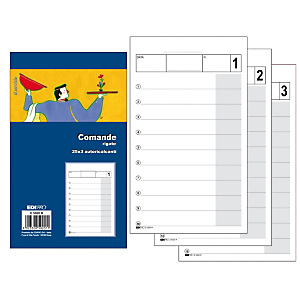EDIPRO Blocco comande rigate, 9,9 x 17 cm, Autoricalcante, Copie 25 + 25 + 25 (confezione 30 pezzi) EDIPRO Blocco comande rigate, 9,9 x 17 cm, Autoricalcante, Copie 25 + 25 + 25 (confezione 30 pezzi)