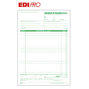 EDIPRO Blocco documento di trasporto, 22,5 x 29,7 cm, Carta autocopiante, Copie 50+50 (confezione 10 pezzi)