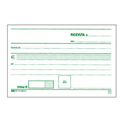 EDIPRO Blocco ricevute generiche, 17 x 9,9 cm, Carta autocopiante, Copie 50+50 (confezione 10 pezzi) - 1