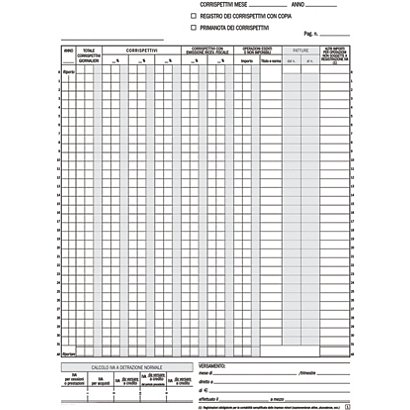 EDIPRO Registro corrispettivi - F.to 22,5 x 29,7 cm - Copie 25+25 (confezione 10 pezzi)