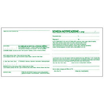 EDIPRO Schede di notificazione, 10 x 22 cm, Carta autocopiante, Copie 250 + 250 - 1