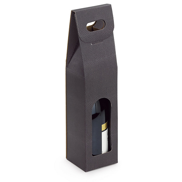 Elegantný obal na víno so zrnitou textúrou pre 1 fľašu 90x90x385mm