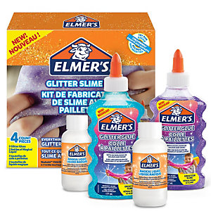 ELMER'S Glitter Slime Kit contenente 2 Flaconi di colla glitterata Blu e Viola da 177 ml + 2 Flaconi di Magical Liquid da 68 ml