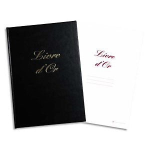 ELVE Livre d'Or format 210x160mm Noir 148 pages. Couverture aspect cuir