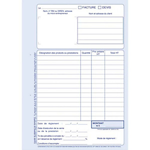 ELVE Manifold auto entrepreneur autocopiant factures format 210x297mm. 40 feuillets dupli ELVE Manifold auto entrepreneur autocopiant factures format 210x297mm. 40 feuillets dupli