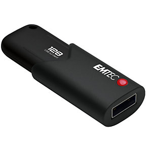 Emtec Chiavetta USB 3.2 B120 Click Secure, 128 GB, Con software di crittografia  EncryptUSB™ Clevx, Nero