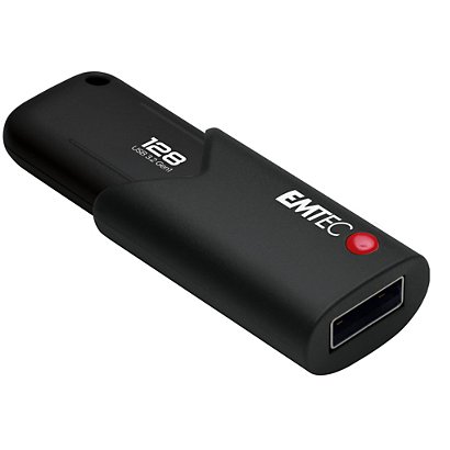 Emtec Chiavetta USB 3.2 B120 Click Secure, 128 GB, Con software di crittografia  EncryptUSB™ Clevx, Nero - 1
