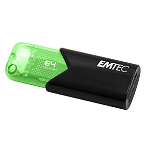 Emtec Chiavetta USB B110 USB3.2 Click&easy, 64 GB, Nero/Verde Emtec Chiavetta USB B110 USB3.2 Click&easy, 64 GB, Nero/Verde