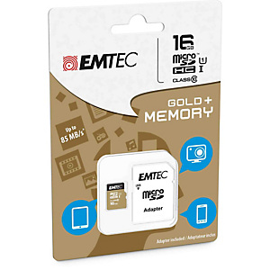 Emtec - Micro SDHC Class 10 Gold + con Adattatore - ECMSDM16GHC10GP - 16GB Emtec - Micro SDHC Class 10 Gold + con Adattatore - ECMSDM16GHC10GP - 16GB