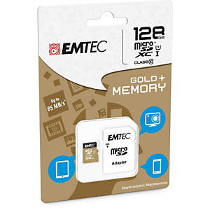 Emtec - Micro SDXC Class 10 Gold + con Adattatore - ECMSDM128GXC10GP - 128GB Emtec - Micro SDXC Class 10 Gold + con Adattatore - ECMSDM128GXC10GP - 128GB