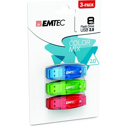 EMTEC Set 3 Pen Drive C410 Color Mix, USB 2.0, 8 GB, Assortiti