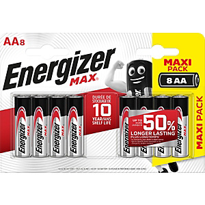 Energizer Alkaline Max Pilas alcalinas AA/LR06 1,5 V, no recargables, blíster de 8 Energizer Alkaline Max Pilas alcalinas AA/LR06 1,5 V, no recargables, blíster de 8