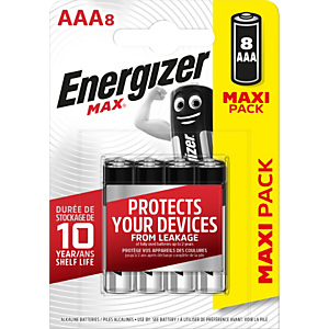 Energizer Alkaline Max Pilas alcalinas AAA/LR03 1,5 V, no recargables, blíster de 8 Energizer Alkaline Max Pilas alcalinas AAA/LR03 1,5 V, no recargables, blíster de 8