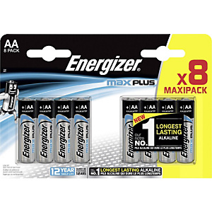 Energizer Alkaline Max Plus Pilas alcalinas AA/LR06 1,5 V, no recargables, blíster de 8 Energizer Alkaline Max Plus Pilas alcalinas AA/LR06 1,5 V, no recargables, blíster de 8