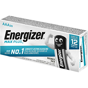 Energizer Alkaline Max Plus Pilas alcalinas AAA/LR03 1,5 V, no recargables, paquete de 20 Energizer Alkaline Max Plus Pilas alcalinas AAA/LR03 1,5 V, no recargables, paquete de 20