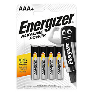 Energizer Alkaline Power Pilas alcalinas AAA/LR03 1,5 V, no recargables, blíster de 4