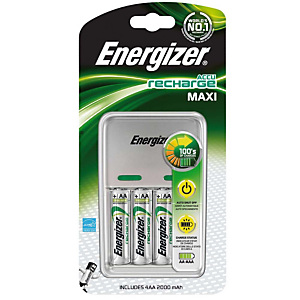 Energizer Cargador Maxi cargador para pilas AA y AAA + 4 pilas AA 2000 mAh Energizer Cargador Maxi cargador para pilas AA y AAA + 4 pilas AA 2000 mAh