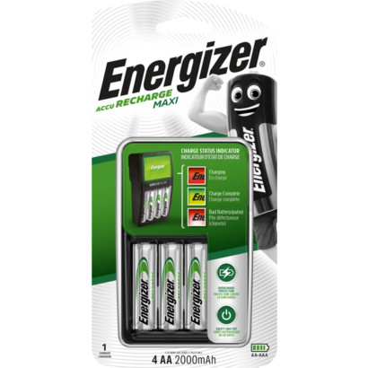Energizer Cargador Maxi cargador para pilas AA AAA + 4 pilas AA 2000 mAh - Cargadores de Pilas y Baterías&nbsp;Kalamazoo