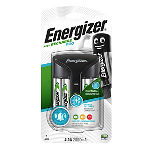 Energizer Caricabatterie Pro per Batterie AA e AAA + 4 AA a 2000 mAh