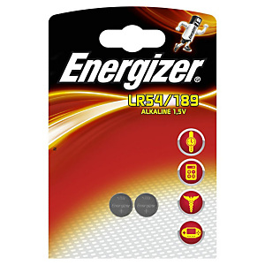 Energizer LR54/189 Miniature Alkaline Pilas alcalinas de botón LR54/189 1,5 V, 80 mAh, no recargables, blíster de 2 Energizer LR54/189 Miniature Alkaline Pilas alcalinas de botón LR54/189 1,5 V, 80 mAh, no recargables, blíster de 2