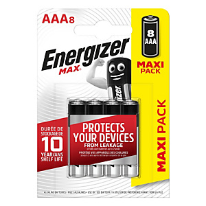 Energizer Max, Batterie alcaline, AAA, Non ricaricabili (confezione 8 pezzi) Energizer Max, Batterie alcaline, AAA, Non ricaricabili (confezione 8 pezzi)