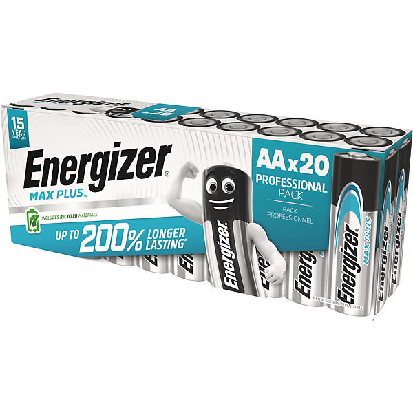 Energizer Pila Alkaline Max Plus AA/LR06 1,5V no recargable Pack 20 unid - 1