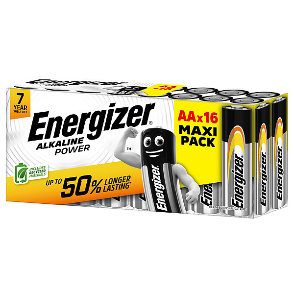 Energizer Pila Alkaline Power AA/LR06 1,5V no recargable Pack 16 unid