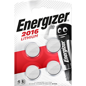 ENERGIZER Pila a bottone Litio CR2016, 3 V (confezione 4 pezzi)