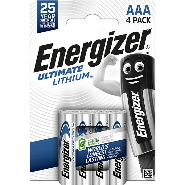 Energizer PIla Lithium Ultimate AAA/LR03 1,5V no recargable Pack 4 unid