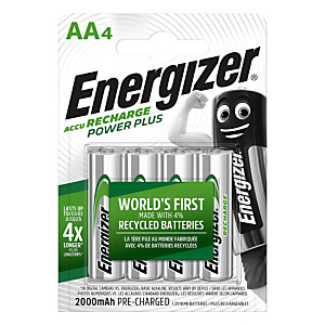 ENERGIZER Pila ricaricabile Power Plus, Stilo AA, 2000 mAh, 1,2 V (confezione 4 pezzi) ENERGIZER Pila ricaricabile Power Plus, Stilo AA, 2000 mAh, 1,2 V (confezione 4 pezzi)