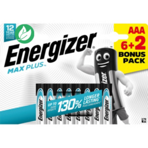 Energizer Pile alcaline AAA / LR3 Max Plus - Pack Promo 6 + 2 GRATUITES
