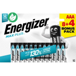 Energizer Pile alcaline AAA / LR3 Max Plus - Pack Promo 8 + 4 GRATUITES