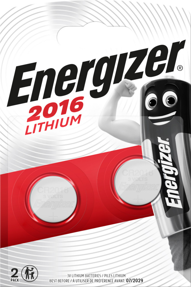 Energizer Pile bouton Lithium CR 2016 - Lot de 2