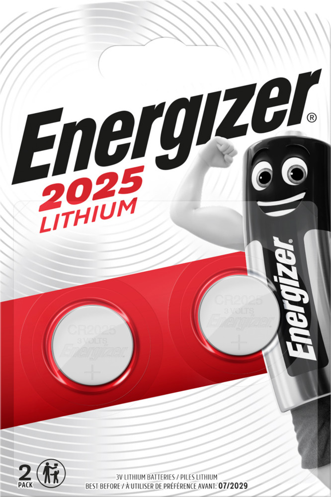 Energizer Pile bouton Lithium CR 2025 - Lot de 2