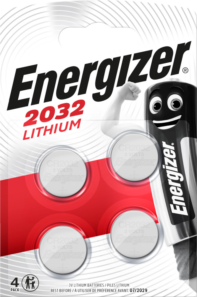 Energizer Pile bouton Lithium CR 2032 - Lot de 4