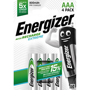 Energizer Pile rechargeable AAA / HR3 Extreme - 800 mAh - Lot de 4 accus