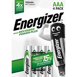Energizer Pile rechargeable AAA / HR3 Power Plus - 700 mAh - Lot de 4 accus