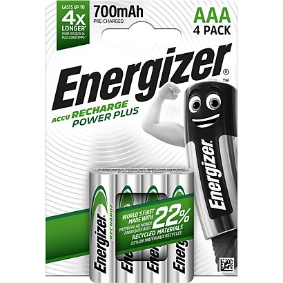 Pile rechargeable Energizer AAA / HR3 Power Plus - Lot de 4 - JPG