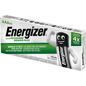 Energizer Power Plus Batterie ricaricabili AAA / NH12 700 mAh, Confezione da 10, Precaricate (confezione 10 pezzi) Energizer Power Plus Batterie ricaricabili AAA / NH12 700 mAh, Confezione da 10, Precaricate (confezione 10 pezzi)