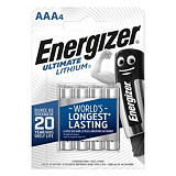 Energizer Ultimate Lithium Pilas de litio AAA/LR03 1,5 V, 800 mAh, no recargables, blíster de 4 Energizer Ultimate Lithium Pilas de litio AAA/LR03 1,5 V, 800 mAh, no recargables, blíster de 4