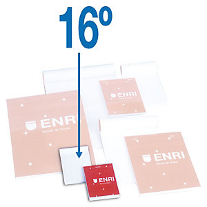 ENRI Bloc con tapa, 16º, cuadriculado, 80 hojas, cubierta cartón plastificado, rojo