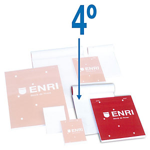 ENRI Bloc con tapa, 4º, liso, 80 hojas, cubierta cartón plastificado, rojo