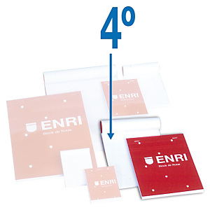 ENRI Bloc con tapa, 4º, liso, 80 hojas, cubierta cartón plastificado, rojo ENRI Bloc con tapa, 4º, liso, 80 hojas, cubierta cartón plastificado, rojo