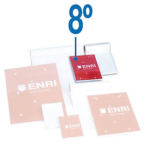 ENRI Bloc con tapa, 8º, cuadriculado, 80 hojas, cubierta cartón plastificado, rojo