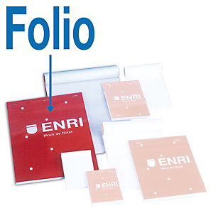 ENRI Bloc con tapa, Folio, liso, 80 hojas, cubierta cartón plastificado, rojo