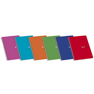 ENRI Cuaderno, 4º, cuadriculado, 80 hojas, cubierta blanda cartón plastificado, colores surtidos
