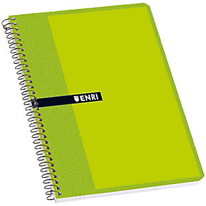 ENRI Cuaderno, 4º, rayado, 80 hojas, cubierta dura cartón, colores surtidos