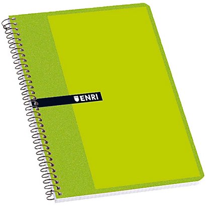 ENRI Cuaderno, 4º, rayado, 80 hojas, cubierta dura cartón, colores surtidos